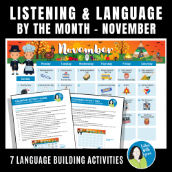 NOVEMBER Listening By the Month Vocabulary Comprehension Activities