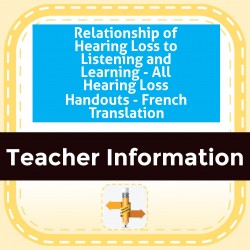 Relationship of Hearing Loss to Listening and Learning - All Hearing Loss Handouts - French Translation