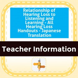 Relationship of Hearing Loss to Listening and Learning - All Hearing Loss Handouts - Japanese Translation